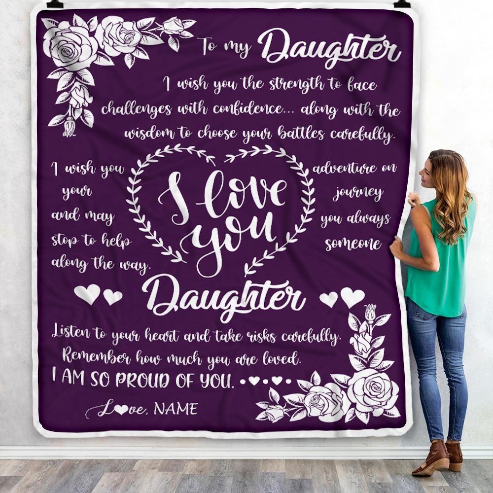 Personalized To My Daughter Blanket From Mom Mother Dad I Wish You The Strength Daughter Birthday Graduation Christmas Customized Fleece Throw Blanket | teecentury