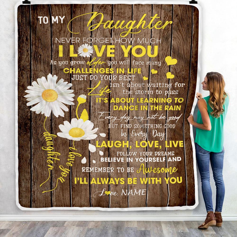 Personalized To My Daughter Blanket From Mom Mother Dad Never Forget I Love You Daisy Daughter Birthday Graduation Christmas Customized Fleece Throw Blanket | teecentury