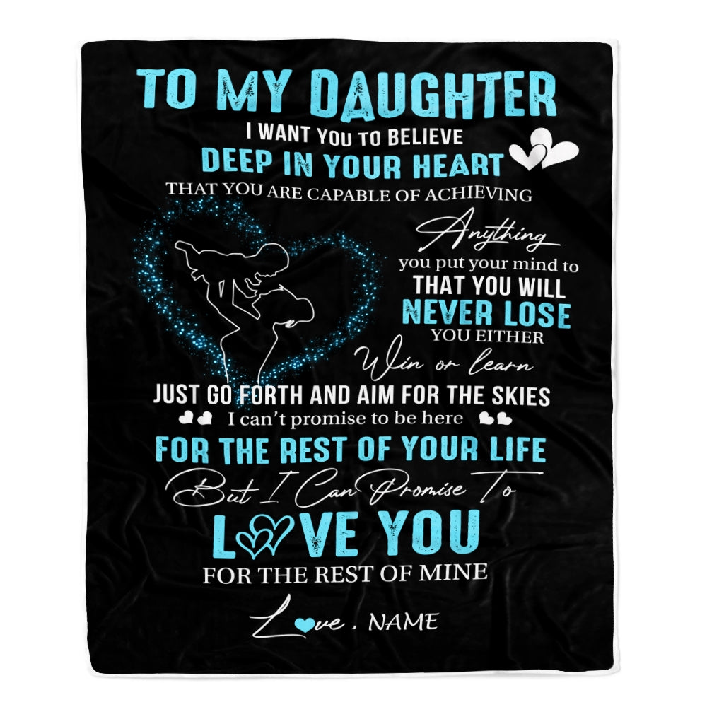 Personalized To My Daughter Blanket From Mom Promise To Love You Daughter Birthday Graduation Christmas Customized Bed Fleece Throw Blanket | teecentury