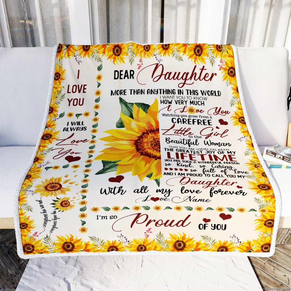 Personalized To My Daughter Blanket Love From Mom Sunflower With All My Love Forever Daughter Birthday Christmas Gift Customized Fleece Blanket Blanket | Teecentury.com