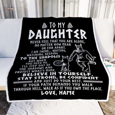Personalized To My Daughter Blanket Viking Never Feel You Are Alone Scandinavian Runes Viking Daughter Birthday Christmas Customized Bed Fleece Blanket | teecentury