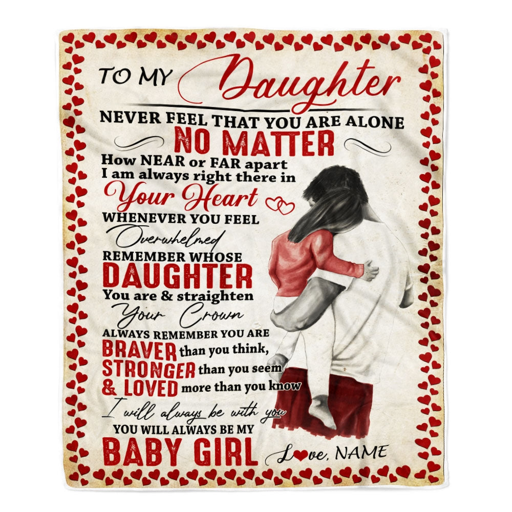 Personalized To My Daughter Blanket from Dad Never Feel That You are Alone Great Daughter Gift Customized For Birthday Christmas Fleece Blanket Blanket | Teecentury.com