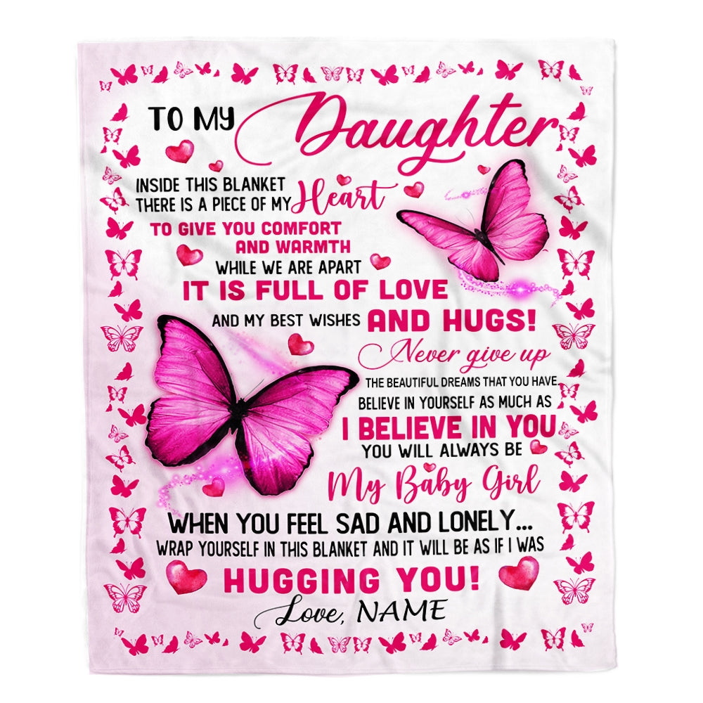 Personalized To My Daughter Blanket from Mom Dad Inside This Blanket There is a Piece of My Heart Customized Gift For Birthday Christmas Fleece Blanket Blanket | Teecentury.com