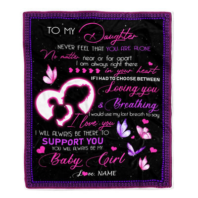 Personalized To My Daughter Blanket from Mom You Will Always Be My Baby Girl Butterfly Daughter Birthday Christmas Customized Fleece Blanket Blanket | Teecentury.com