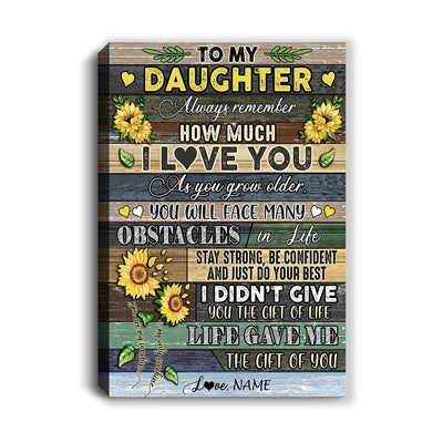 Personalized To My Daughter Canvas From Mom Dad Always Remember How Much I Love You Wood Sunflower Daughter Birthday Custom Wall Art Print Home Decor Framed Canvas Canvas | Teecentury.com