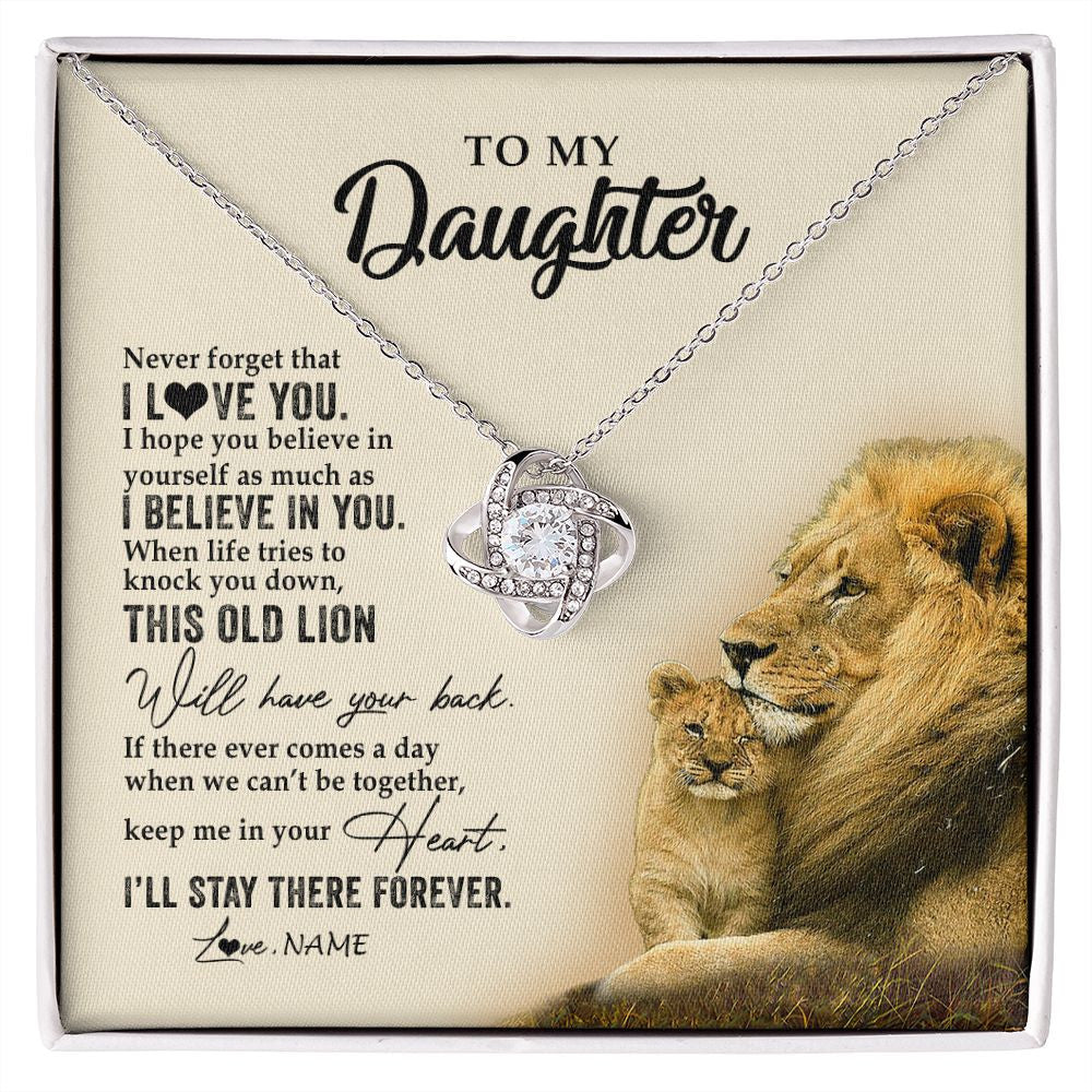 Love Knot Necklace | Personalized To My Daughter From Dad Father This Old Lion Never Forget I Love You Daughter Jewelry Birthday Christmas Customized Gift Box Message Card | teecentury
