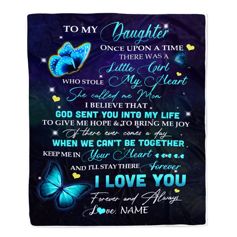 Personalized To My Daughter From Mom Blanket Once Upon A Time Butterfly Daughter Birthday Graduation Christmas Gift Bed Quilt Fleece Throw Blanket Blanket | Teecentury.com