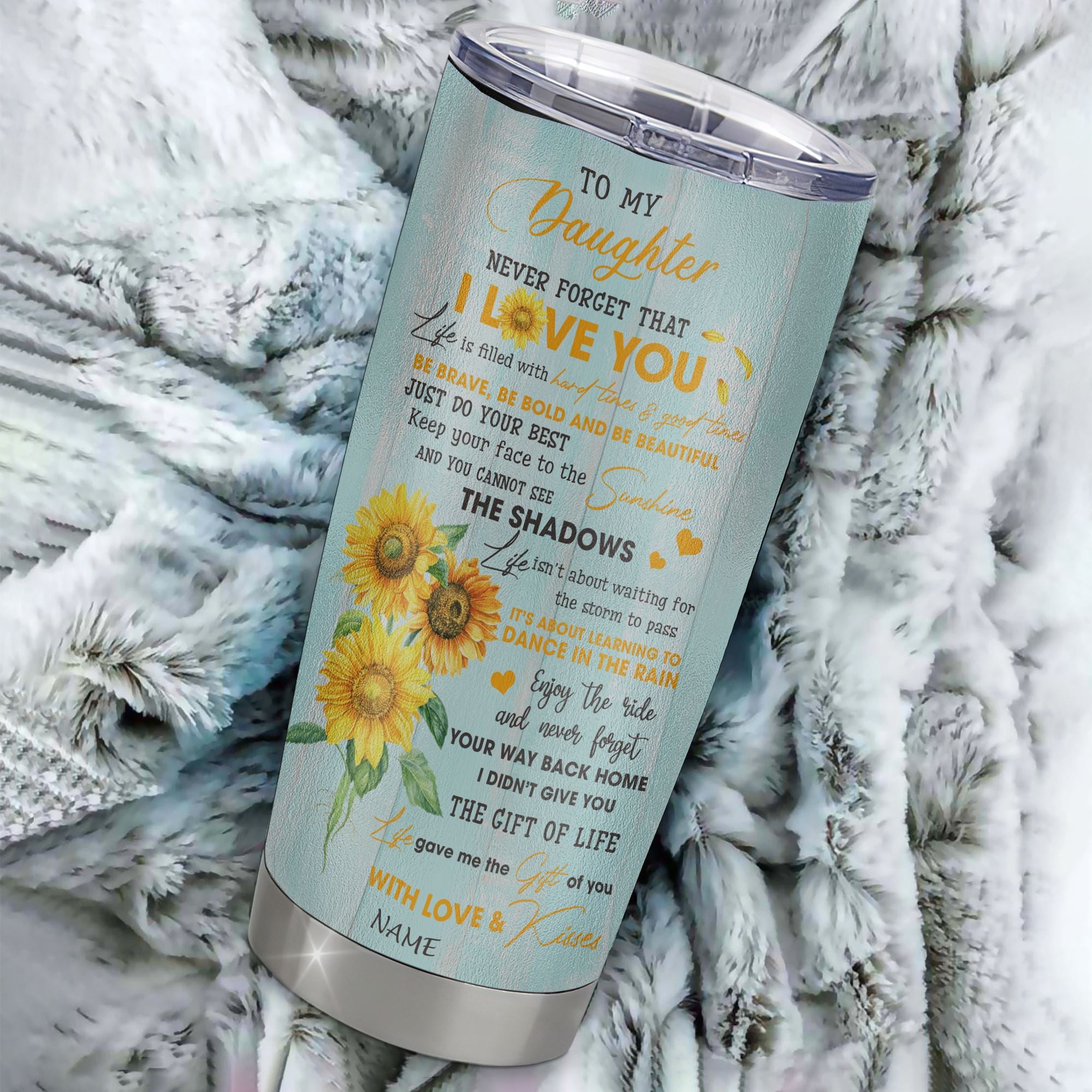 Personalized To My Daughter From Mom Dad Stainless Steel Tumbler Cup Never Forget That I Love You Sunflower Daughter Birthday Graduation Christmas Travel Mug | teecentury