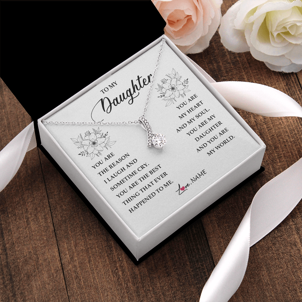 Alluring Beauty Necklace | Personalized To My Daughter From Mom Dad You Are My Heart My And My Sould Daughter Jewelry Birthday Graduation Christmas Customized Gift Box Message Card | teecentury