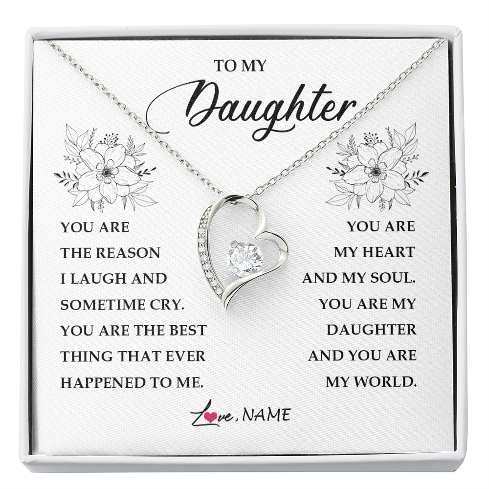 Forever Love Necklace | Personalized To My Daughter From Mom Dad You Are My Heart My And My Sould Daughter Jewelry Birthday Graduation Christmas Customized Gift Box Message Card | teecentury