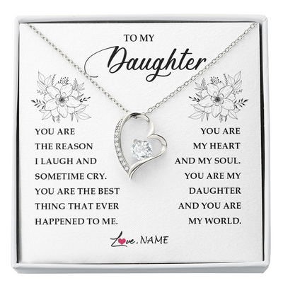 Forever Love Necklace | Personalized To My Daughter From Mom Dad You Are My Heart My And My Sould Daughter Jewelry Birthday Graduation Christmas Customized Gift Box Message Card | teecentury