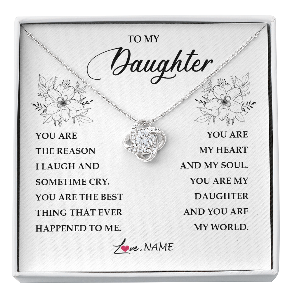 Love Knot Necklace | Personalized To My Daughter From Mom Dad You Are My Heart My And My Sould Daughter Jewelry Birthday Graduation Christmas Customized Gift Box Message Card | teecentury