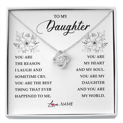 Love Knot Necklace | Personalized To My Daughter From Mom Dad You Are My Heart My And My Sould Daughter Jewelry Birthday Graduation Christmas Customized Gift Box Message Card | teecentury