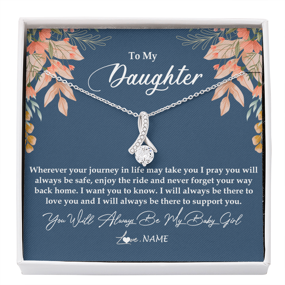 Alluring Beauty Necklace | Personalized To My Daughter From Mom Dad You Will Always Be My Baby Girl Daughter Jewelry Birthday Graduation Christmas Customized Gift Box Message Card | teecentury