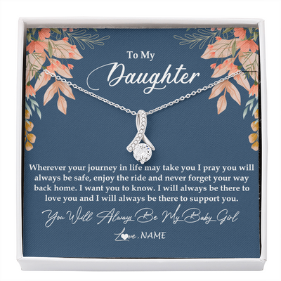 Alluring Beauty Necklace | Personalized To My Daughter From Mom Dad You Will Always Be My Baby Girl Daughter Jewelry Birthday Graduation Christmas Customized Gift Box Message Card | teecentury