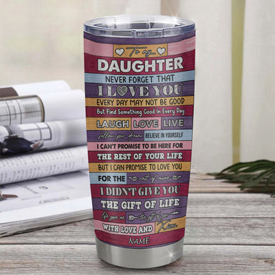 Personalized To My Daughter From Mom Mother Stainless Steel Tumbler Cup Wood Sunflower Never Forget I Love You Daughter Birthday Graduation Christmas Travel Mug | teecentury