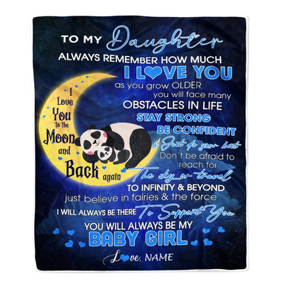 Personalized To My Daughter I Love You Forever From Mom Dad Panda Daughter Birthday Christmas Thanksgiving Graduation Customized Fleece Blanket Blanket | Teecentury.com