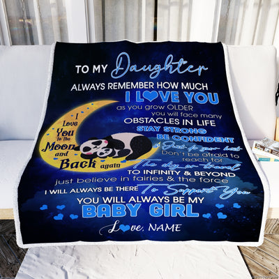 Personalized To My Daughter I Love You Forever From Mom Dad Panda Daughter Birthday Christmas Thanksgiving Graduation Customized Fleece Blanket Blanket | Teecentury.com