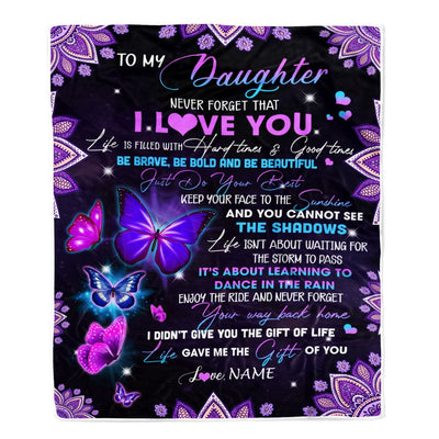 Personalized To My Daughter I Love You From Mom Dad Butterfly Daughter Birthday Christmas Thanksgiving Graduation Customized Fleece Blanket Blanket | Teecentury.com