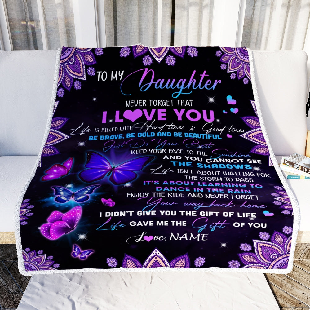 Personalized To My Daughter I Love You From Mom Dad Butterfly Daughter Birthday Christmas Thanksgiving Graduation Customized Fleece Blanket Blanket | Teecentury.com