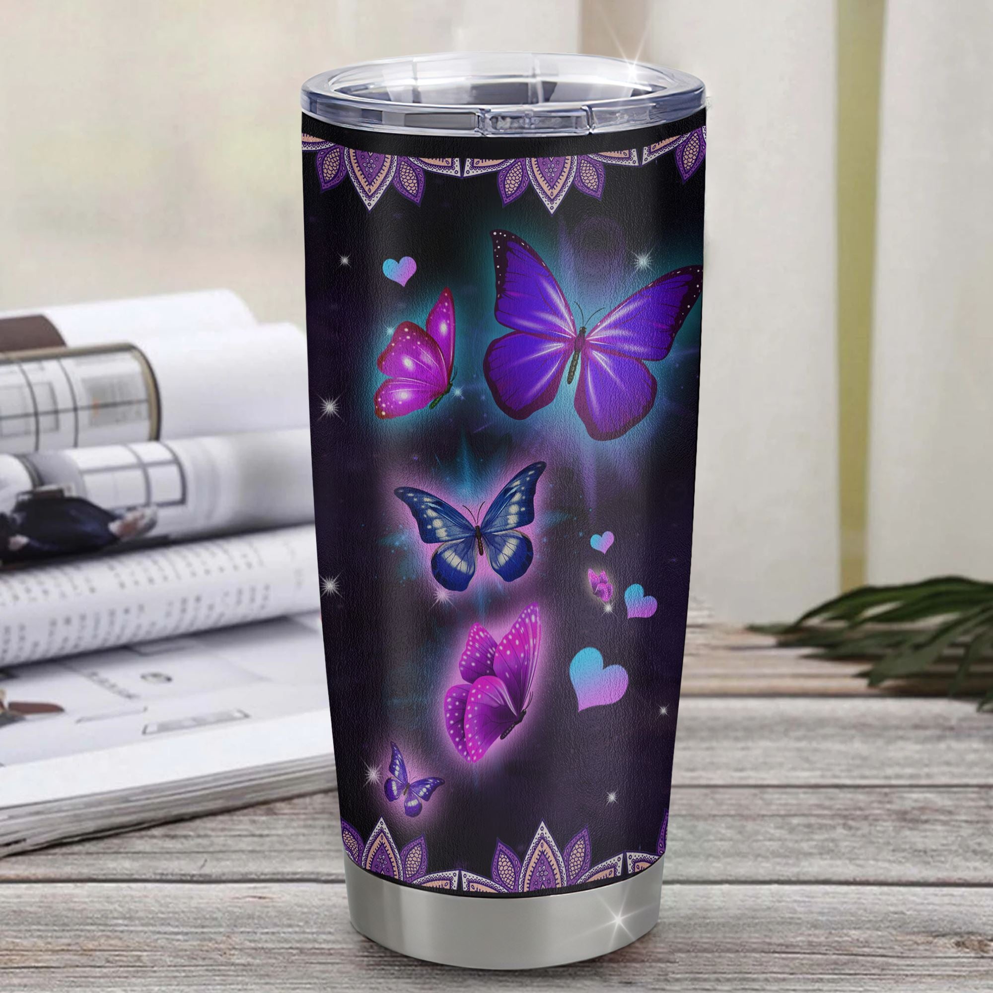 Personalized To My Daughter I Love You From Mom Dad Mother Stainless Steel Tumbler Cup Butterfly Daughter Birthday Graduation Christmas Travel Mug | teecentury