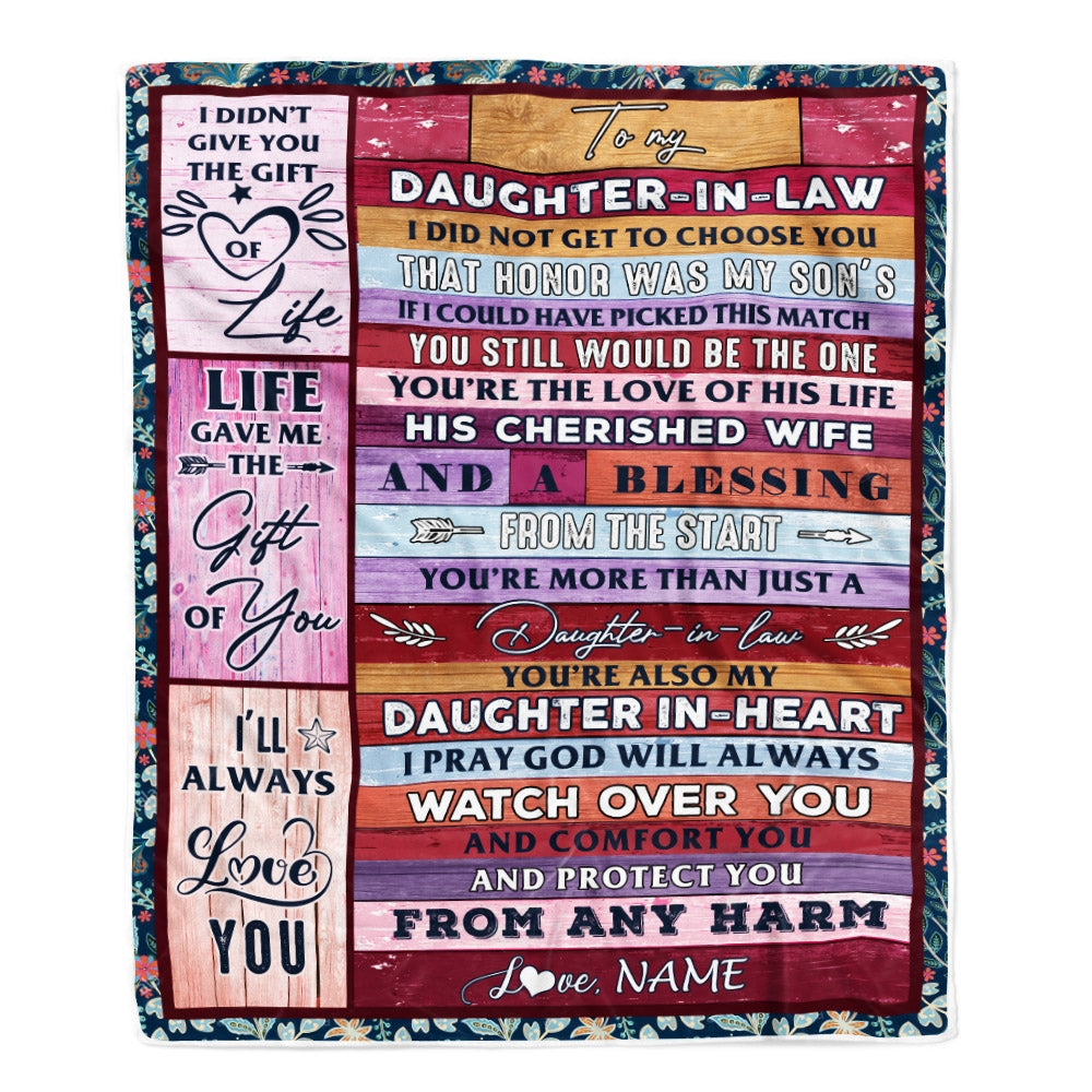 Personalized To My Daughter In Law Blanket From Mom Mother In Law You Are Daughter In My Heart Birthday Thanksgiving Christmas Customized Fleece Throw Blanket Blanket | Teecentury.com