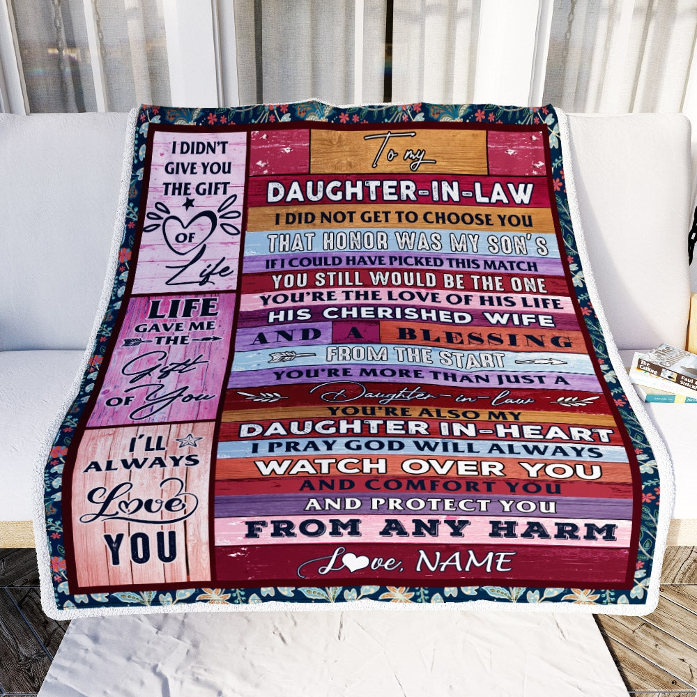 Personalized To My Daughter In Law Blanket From Mom Mother In Law You Are Daughter In My Heart Birthday Thanksgiving Christmas Customized Fleece Throw Blanket Blanket | Teecentury.com