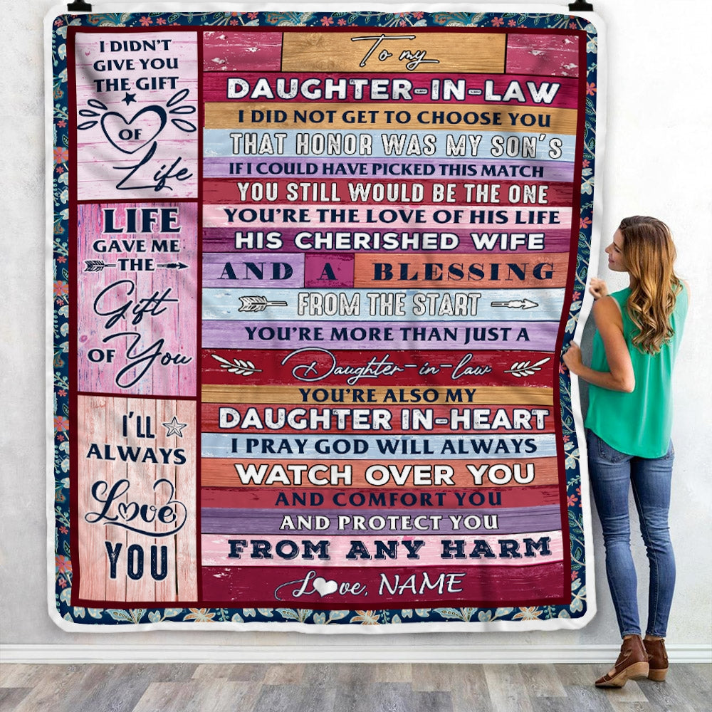 Personalized To My Daughter In Law Blanket From Mom Mother In Law You Are Daughter In My Heart Birthday Thanksgiving Christmas Customized Fleece Throw Blanket Blanket | Teecentury.com