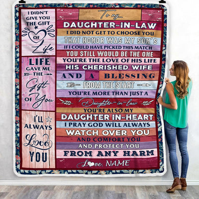 Personalized To My Daughter In Law Blanket From Mom Mother In Law You Are Daughter In My Heart Birthday Thanksgiving Christmas Customized Fleece Throw Blanket Blanket | Teecentury.com