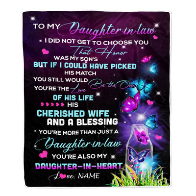 Personalized To My Daughter In Law Blanket From Mother In Law Butterfly Christmas Birthday Pregnant Wedding Day Anniversary Christmas Customized Fleece Blanket | teecentury