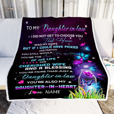 Personalized To My Daughter In Law Blanket From Mother In Law Butterfly Christmas Birthday Pregnant Wedding Day Anniversary Christmas Customized Fleece Blanket | teecentury