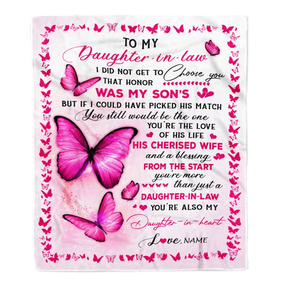 Personalized To My Daughter In Law Blanket From Mother In Law Butterfly Daughter In Law In My Heart Birthday Christmas Customized Fleece Throw Blanket Blanket | Teecentury.com