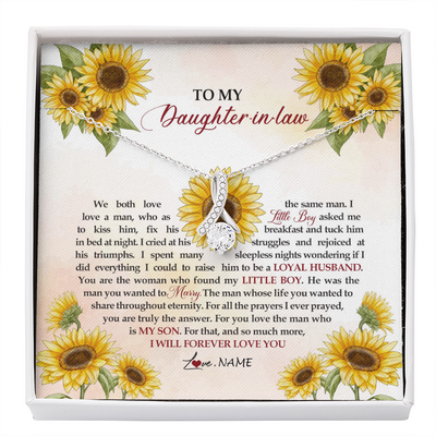 Alluring Beauty Necklace | Personalized To My Daughter In Law Necklace from Mother In Law I Will Forever Love You Daughter In Law Jewelry Birthday Wedding Day Customized Message Card | teecentury