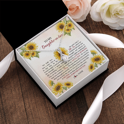 Alluring Beauty Necklace | Personalized To My Daughter In Law Necklace from Mother In Law I Will Forever Love You Daughter In Law Jewelry Birthday Wedding Day Customized Message Card | teecentury