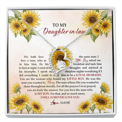 Forever Love Necklace | Personalized To My Daughter In Law Necklace from Mother In Law I Will Forever Love You Daughter In Law Jewelry Birthday Wedding Day Customized Message Card | teecentury