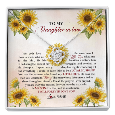 Love Knot Necklace | Personalized To My Daughter In Law Necklace from Mother In Law I Will Forever Love You Daughter In Law Jewelry Birthday Wedding Day Customized Message Card | teecentury