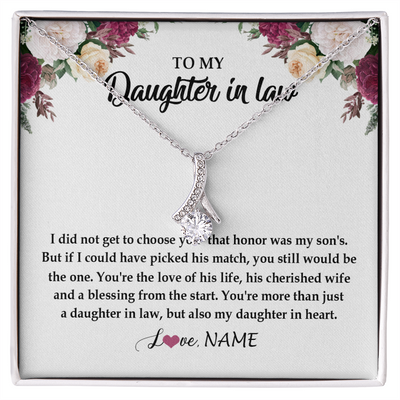 Alluring Beauty Necklace | Personalized To My Daughter In Law Necklace from Stepmom Stepmother You're More Than Just A Daughter In Law Birthday Jewelry Customized Gift Box Message Card | teecentury