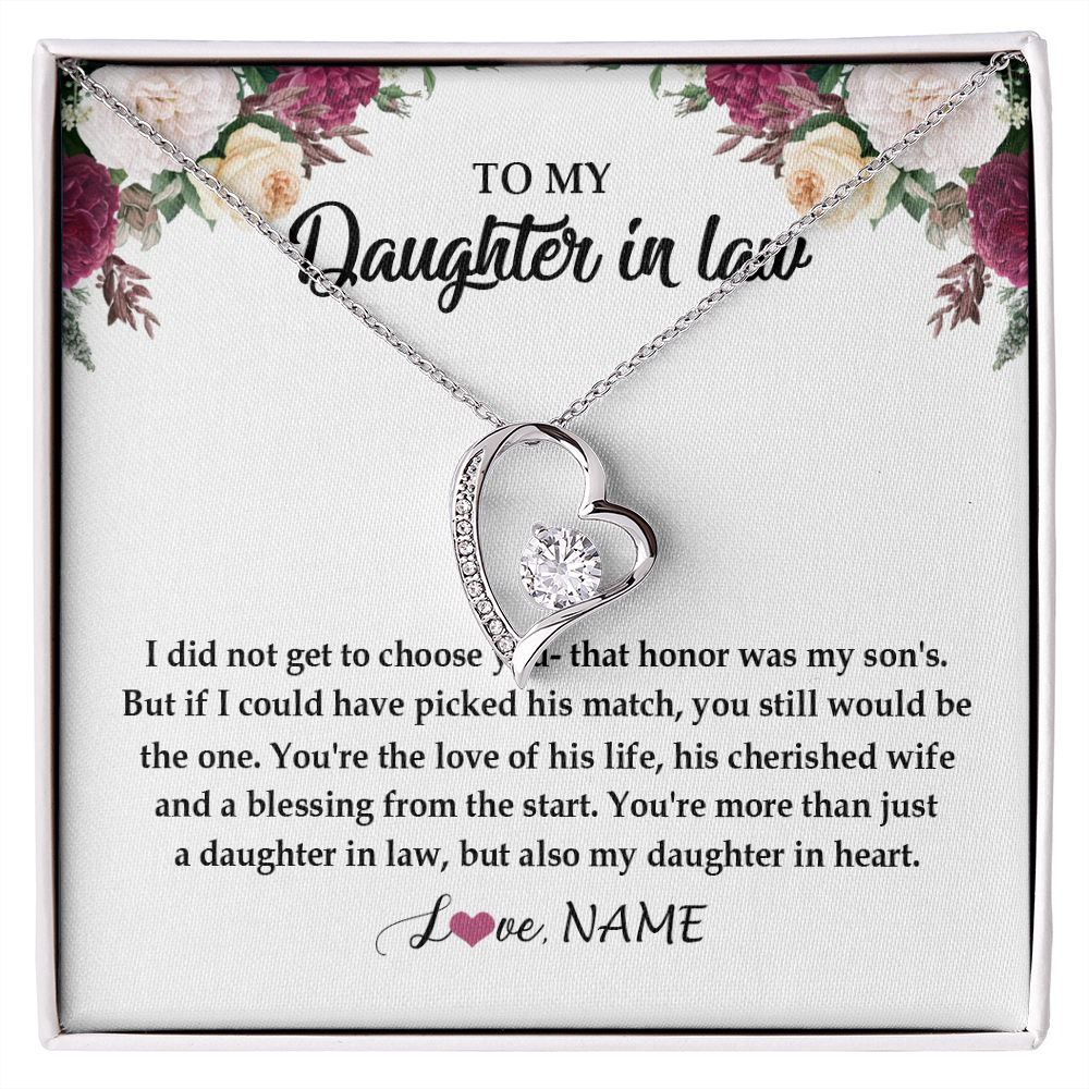 Forever Love Necklace | Personalized To My Daughter In Law Necklace from Stepmom Stepmother You're More Than Just A Daughter In Law Birthday Jewelry Customized Gift Box Message Card | teecentury