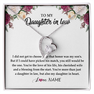 Forever Love Necklace | Personalized To My Daughter In Law Necklace from Stepmom Stepmother You're More Than Just A Daughter In Law Birthday Jewelry Customized Gift Box Message Card | teecentury
