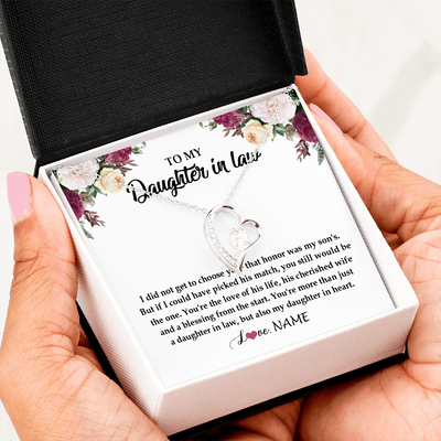 Forever Love Necklace | Personalized To My Daughter In Law Necklace from Stepmom Stepmother You're More Than Just A Daughter In Law Birthday Jewelry Customized Gift Box Message Card | teecentury