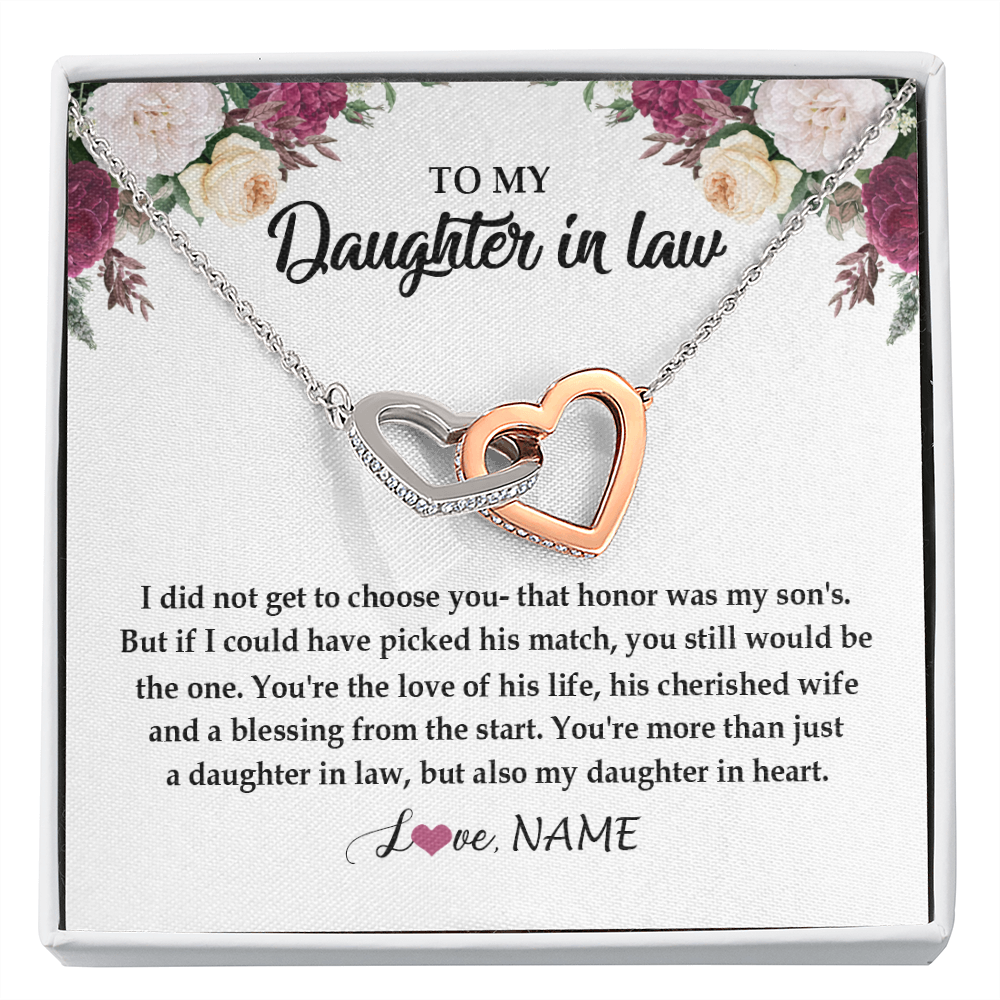 Interlocking Hearts Necklace | Personalized To My Daughter In Law Necklace from Stepmom Stepmother You're More Than Just A Daughter In Law Birthday Jewelry Customized Gift Box Message Card | teecentury