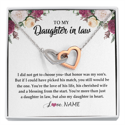 Interlocking Hearts Necklace | Personalized To My Daughter In Law Necklace from Stepmom Stepmother You're More Than Just A Daughter In Law Birthday Jewelry Customized Gift Box Message Card | teecentury