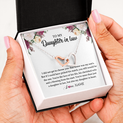 Interlocking Hearts Necklace | Personalized To My Daughter In Law Necklace from Stepmom Stepmother You're More Than Just A Daughter In Law Birthday Jewelry Customized Gift Box Message Card | teecentury