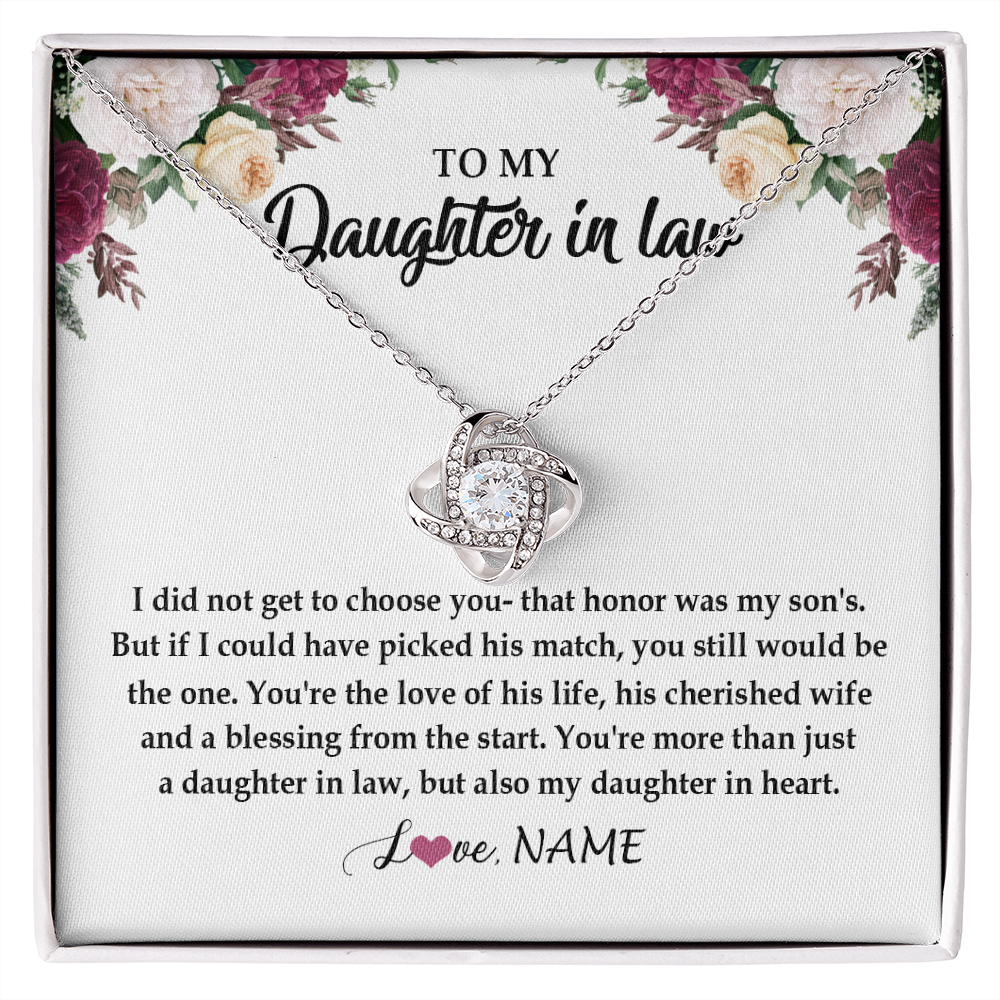 Love Knot Necklace | Personalized To My Daughter In Law Necklace from Stepmom Stepmother You're More Than Just A Daughter In Law Birthday Jewelry Customized Gift Box Message Card | teecentury