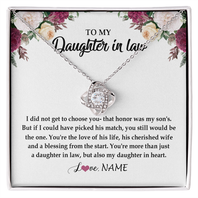 Love Knot Necklace | Personalized To My Daughter In Law Necklace from Stepmom Stepmother You're More Than Just A Daughter In Law Birthday Jewelry Customized Gift Box Message Card | teecentury