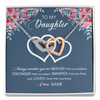 Interlocking Hearts Necklace | Personalized To My Daughter Necklace From Dad Mom Braver Stronger Smarter Loved Daughter Jewelry Birthday Graduation Christmas Customized Message Card | teecentury