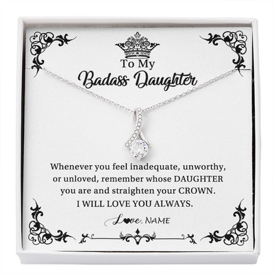 Alluring Beauty Necklace | Personalized To My Daughter Necklace From Dad Mom I Will Love You Always Daughter Jewelry Birthday Graduation Christmas Customized Message Card | teecentury