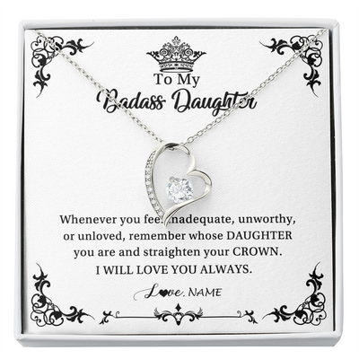 Forever Love Necklace | Personalized To My Daughter Necklace From Dad Mom I Will Love You Always Daughter Jewelry Birthday Graduation Christmas Customized Message Card | teecentury
