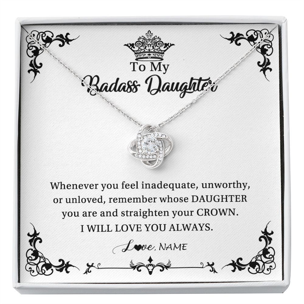 Love Knot Necklace | Personalized To My Daughter Necklace From Dad Mom I Will Love You Always Daughter Jewelry Birthday Graduation Christmas Customized Message Card | teecentury