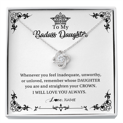 Love Knot Necklace | Personalized To My Daughter Necklace From Dad Mom I Will Love You Always Daughter Jewelry Birthday Graduation Christmas Customized Message Card | teecentury